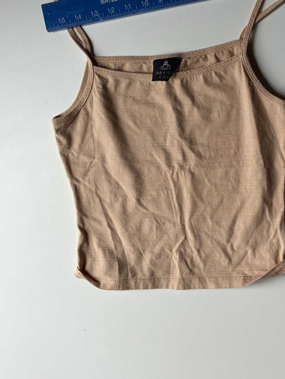 Beige Ribbed Spaghetti Strap Tank